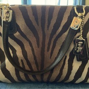 Coach Madison Mini Satchel in Zebra Print 50507 NWOT Browns